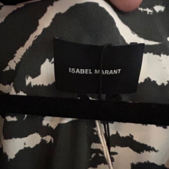 ISABEL MARANT NWT $1245 Blaine Ruched Zebra Silk Blend Midi Dress Size 4-6 - Picture 6 of 11
